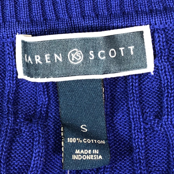 Karen Scott Bright Blue Cable Knit Sweater Size S - Picture 3 of 6